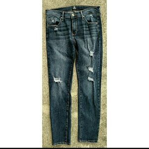Just Black skinny destructed jeans. Sz 28